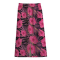 Pink Hawaiian Hibiscus Pattern Print Cotton Front Slit Maxi Skirt