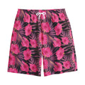 Pink Hawaiian Hibiscus Pattern Print Cotton Shorts