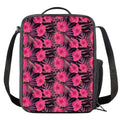 Pink Hawaiian Hibiscus Pattern Print Crossbody Lunch Bag