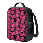 Pink Hawaiian Hibiscus Pattern Print Crossbody Lunch Bag