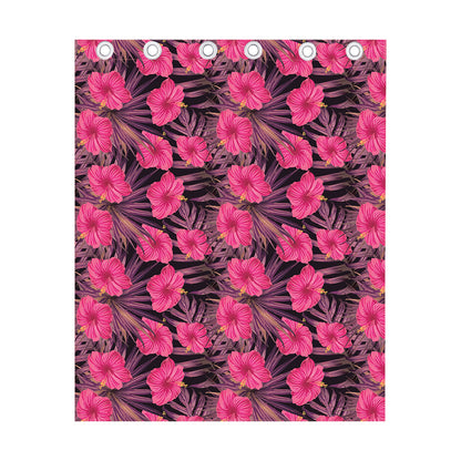 Pink Hawaiian Hibiscus Pattern Print Curtain
