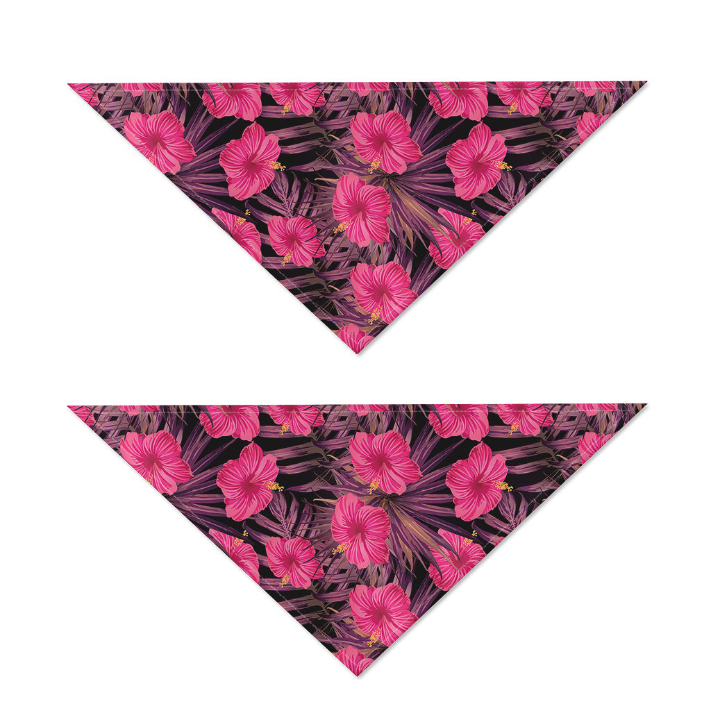 Pink Hawaiian Hibiscus Pattern Print Dog Bandana
