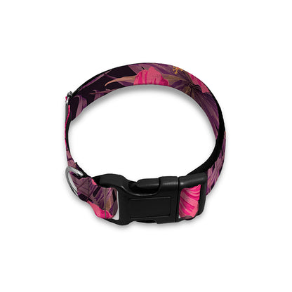 Pink Hawaiian Hibiscus Pattern Print Dog Collar