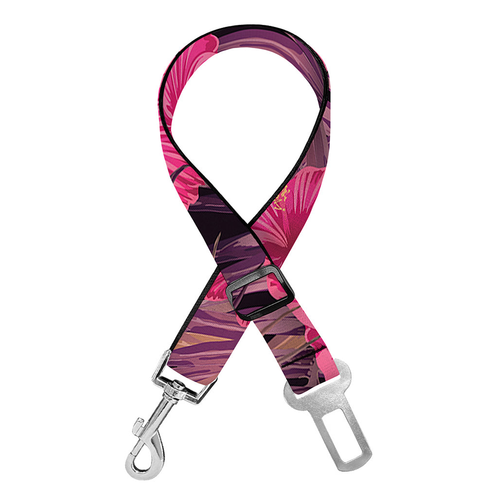 Pink Hawaiian Hibiscus Pattern Print Dog Seat Belt