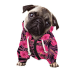 Pink Hawaiian Hibiscus Pattern Print Dog Zip Up Hoodie