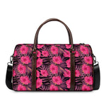 Pink Hawaiian Hibiscus Pattern Print Duffle Bag