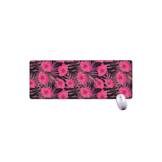 Pink Hawaiian Hibiscus Pattern Print Extended Mouse Pad