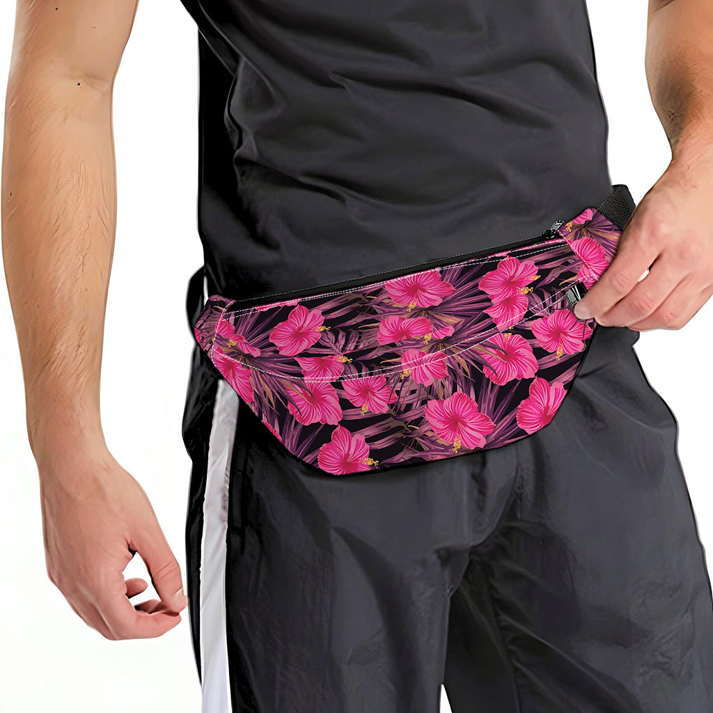 Pink Hawaiian Hibiscus Pattern Print Fanny Pack