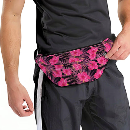 Pink Hawaiian Hibiscus Pattern Print Fanny Pack