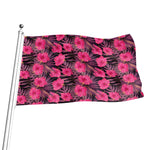 Pink Hawaiian Hibiscus Pattern Print Flag