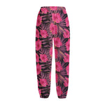 Pink Hawaiian Hibiscus Pattern Print Fleece Lined Knit Pants