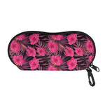 Pink Hawaiian Hibiscus Pattern Print Glasses Case