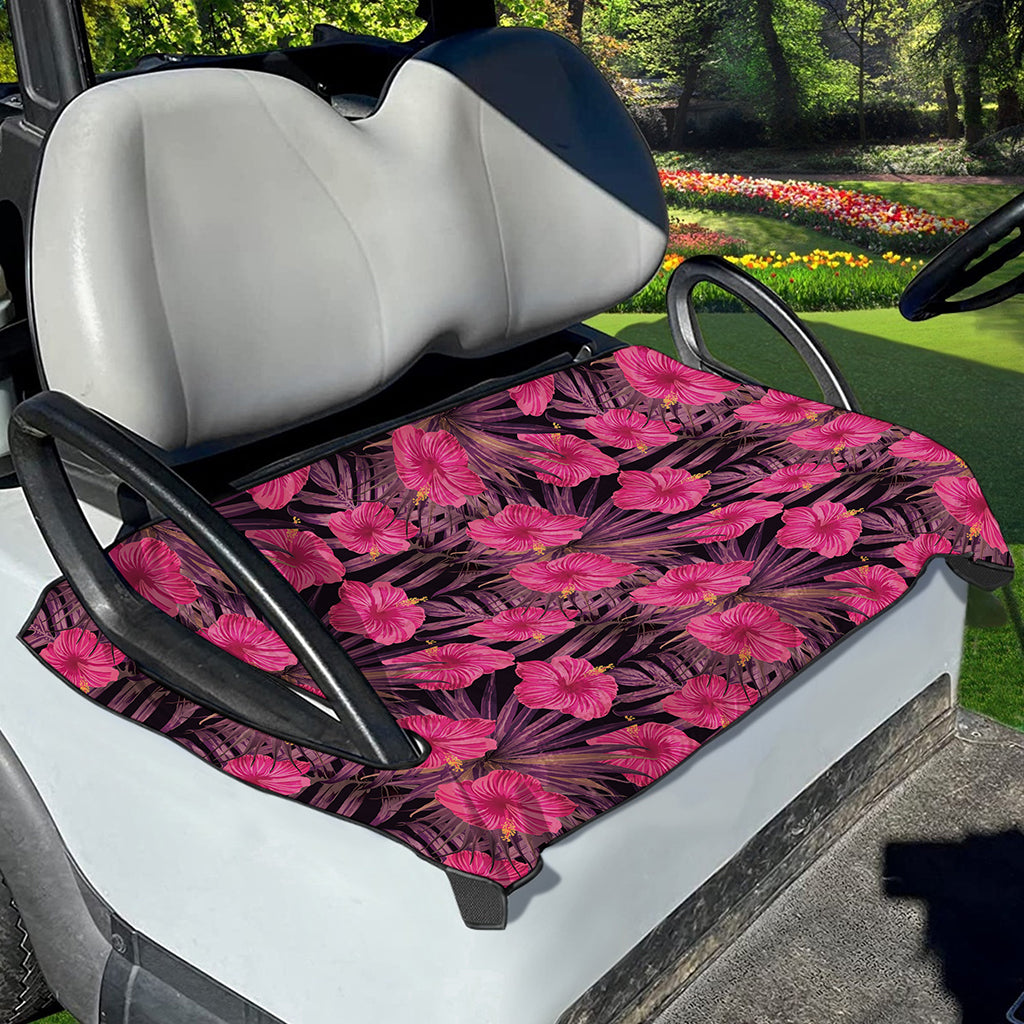 Pink Hawaiian Hibiscus Pattern Print Golf Cart Seat Cover