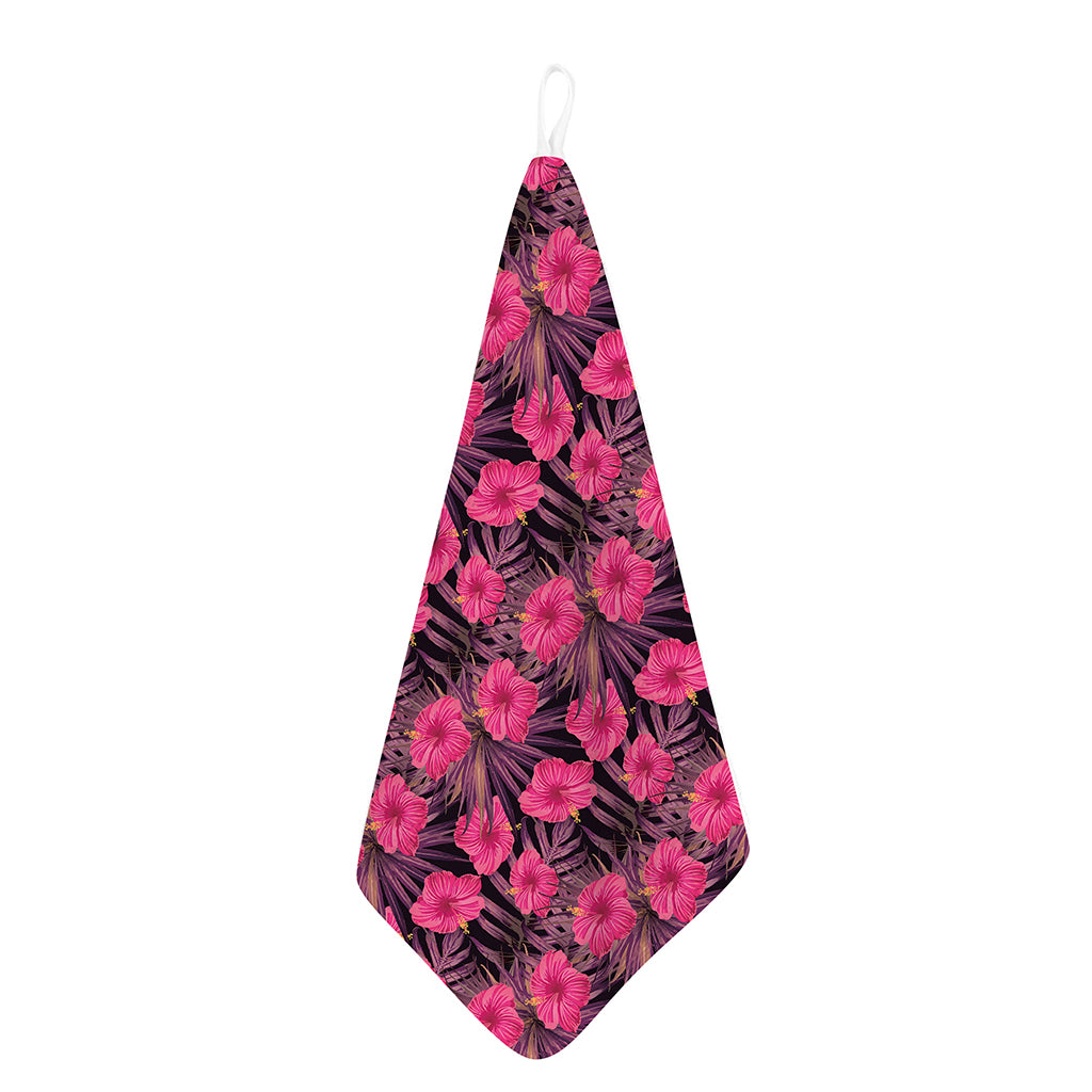 Pink Hawaiian Hibiscus Pattern Print Hand Towel