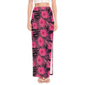 Pink Hawaiian Hibiscus Pattern Print High Slit Maxi Skirt