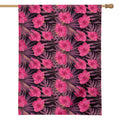 Pink Hawaiian Hibiscus Pattern Print House Flag