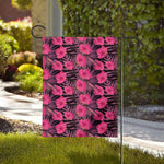 Pink Hawaiian Hibiscus Pattern Print House Flag