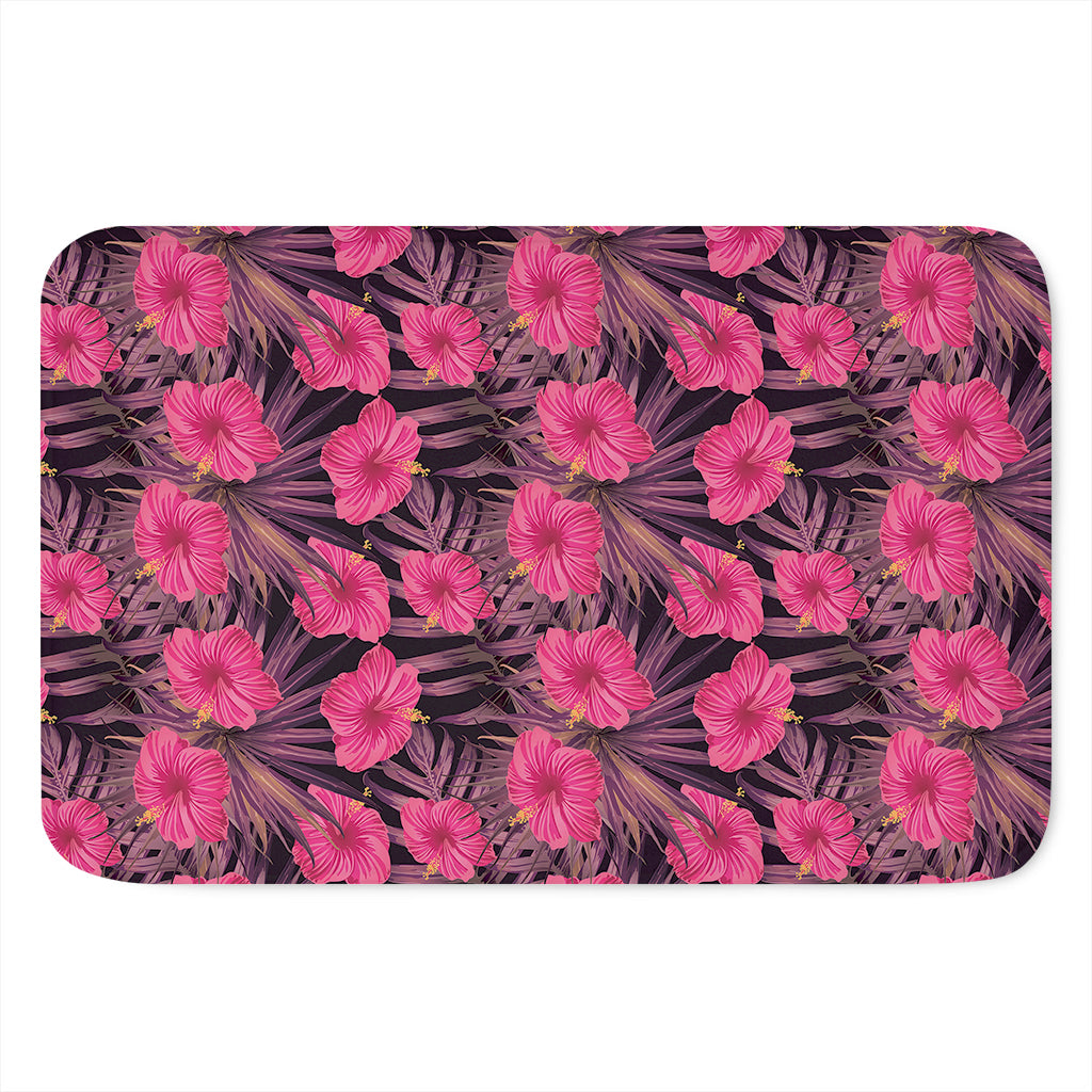 Pink Hawaiian Hibiscus Pattern Print Indoor Door Mat