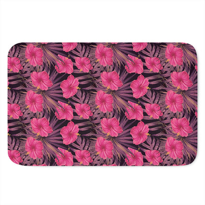 Pink Hawaiian Hibiscus Pattern Print Indoor Door Mat