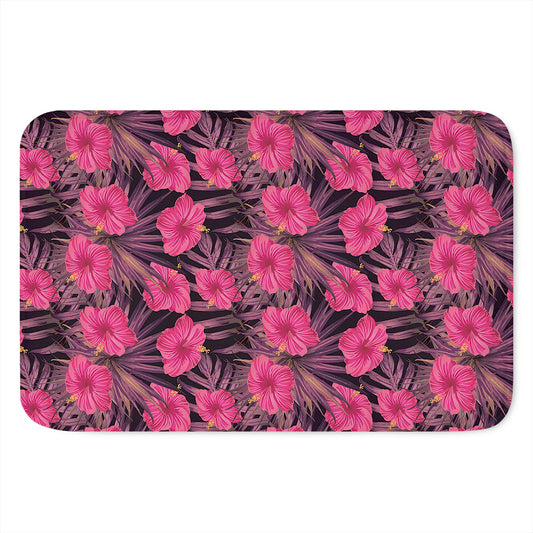 Pink Hawaiian Hibiscus Pattern Print Indoor Door Mat