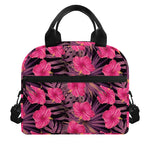 Pink Hawaiian Hibiscus Pattern Print Insulated Lunch Bag