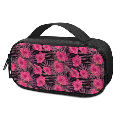Pink Hawaiian Hibiscus Pattern Print Insulin Cooler Travel Case