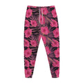 Pink Hawaiian Hibiscus Pattern Print Jogger Pants