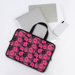 Pink Hawaiian Hibiscus Pattern Print Laptop Sleeve With Handle