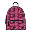 Pink Hawaiian Hibiscus Pattern Print Leather Backpack