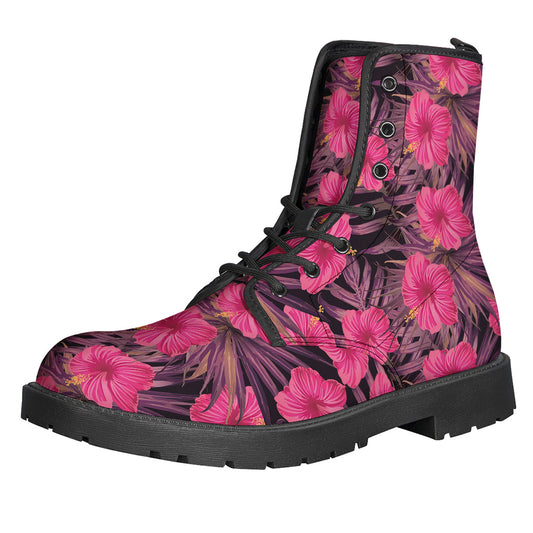 Pink Hawaiian Hibiscus Pattern Print Backpack