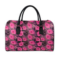 Pink Hawaiian Hibiscus Pattern Print Leather Duffel Bag