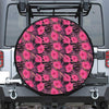 Pink Hawaiian Hibiscus Pattern Print Leather Spare Tire Cover