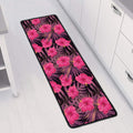 Pink Hawaiian Hibiscus Pattern Print Long Kitchen Mat