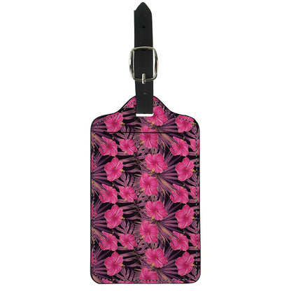 Pink Hawaiian Hibiscus Pattern Print Luggage Tag