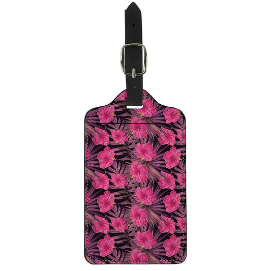 Pink Hawaiian Hibiscus Pattern Print Luggage Tag
