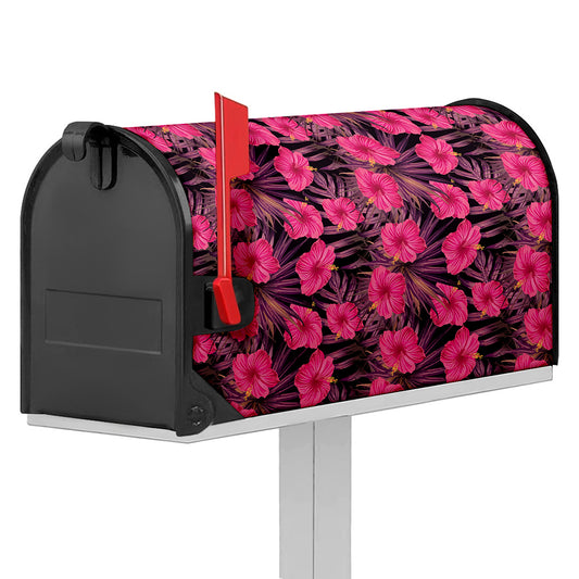 Pink Hawaiian Hibiscus Pattern Print Mailbox Cover