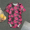 Pink Hawaiian Hibiscus Pattern Print Men's Bodysuit