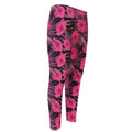 Pink Hawaiian Hibiscus Pattern Print Men's Compression Pants
