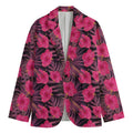 Pink Hawaiian Hibiscus Pattern Print Men's Cotton Blazer