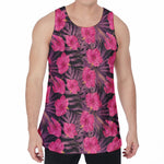 Pink Hawaiian Hibiscus Pattern Print Men's Velvet Tank Top