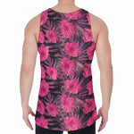 Pink Hawaiian Hibiscus Pattern Print Men's Velvet Tank Top