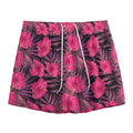Pink Hawaiian Hibiscus Pattern Print Mesh Shorts