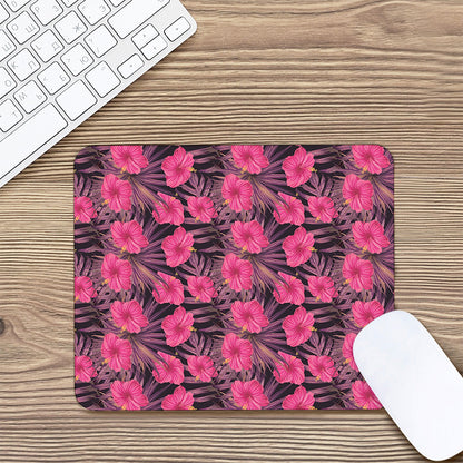 Pink Hawaiian Hibiscus Pattern Print Mouse Pad
