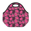 Pink Hawaiian Hibiscus Pattern Print Neoprene Lunch Bag