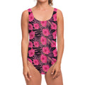 Pink Hawaiian Hibiscus Pattern Print One Piece Swimsuit