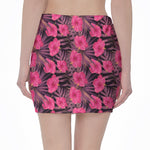 Pink Hawaiian Hibiscus Pattern Print Pencil Mini Skirt