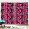 Pink Hawaiian Hibiscus Pattern Print Pencil Pleat Curtains