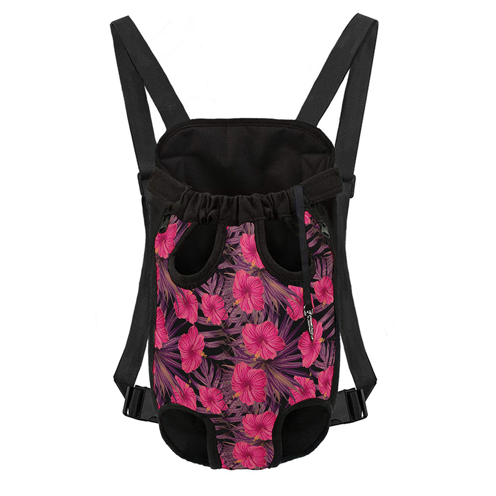 Pink Hawaiian Hibiscus Pattern Print Pet Carrier Backpack