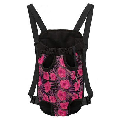 Pink Hawaiian Hibiscus Pattern Print Pet Carrier Backpack