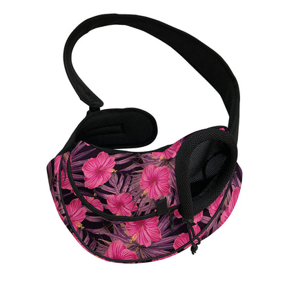 Pink Hawaiian Hibiscus Pattern Print Pet Sling Carrier